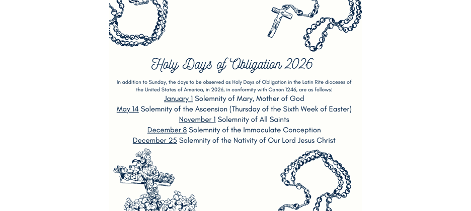 Holy Days of Obligation 2026